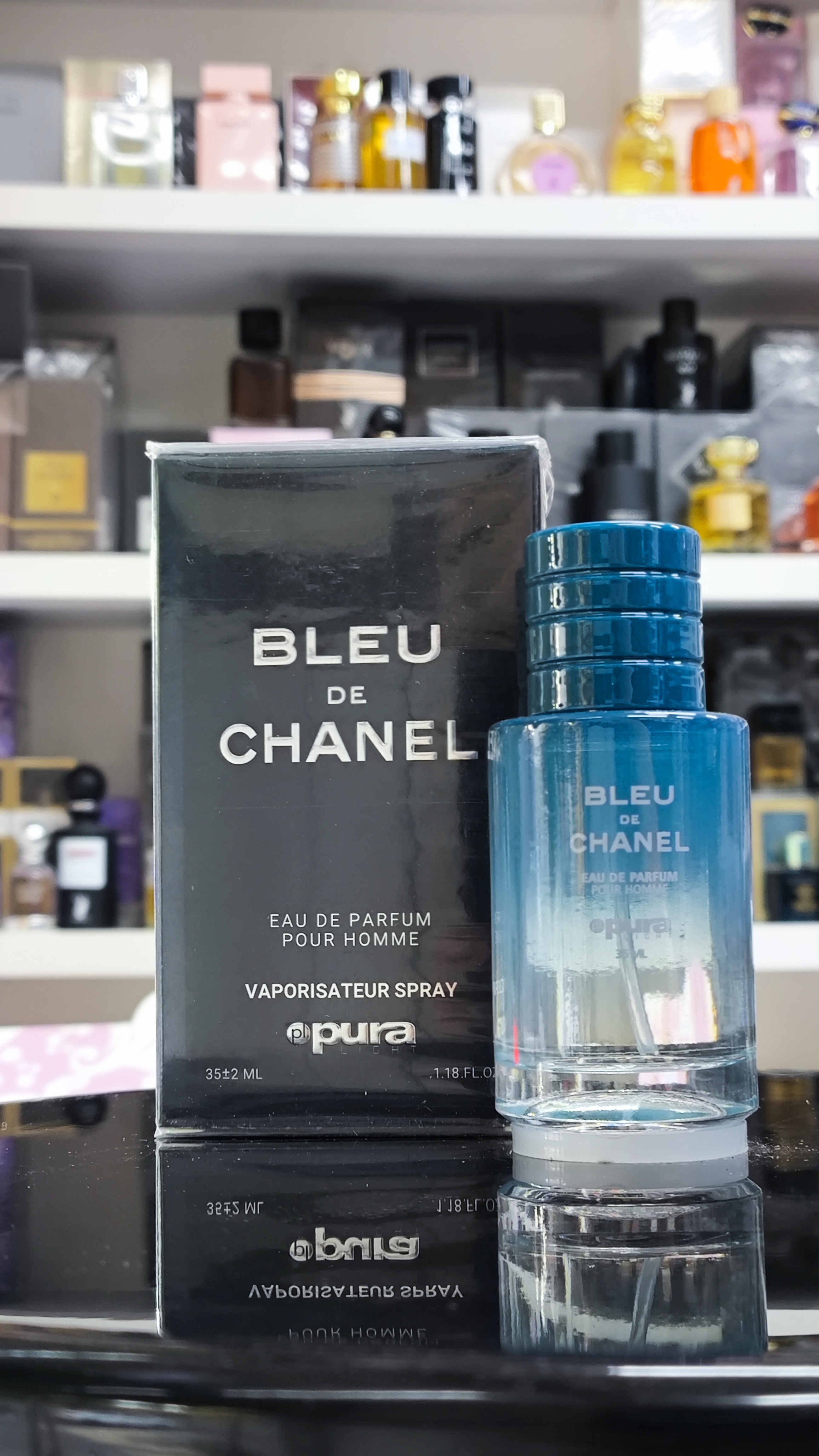 عطر مردانه پورا PURA رایحه بلو د شنل BLUE DE CHANEL حجم 35 میلی لیتر