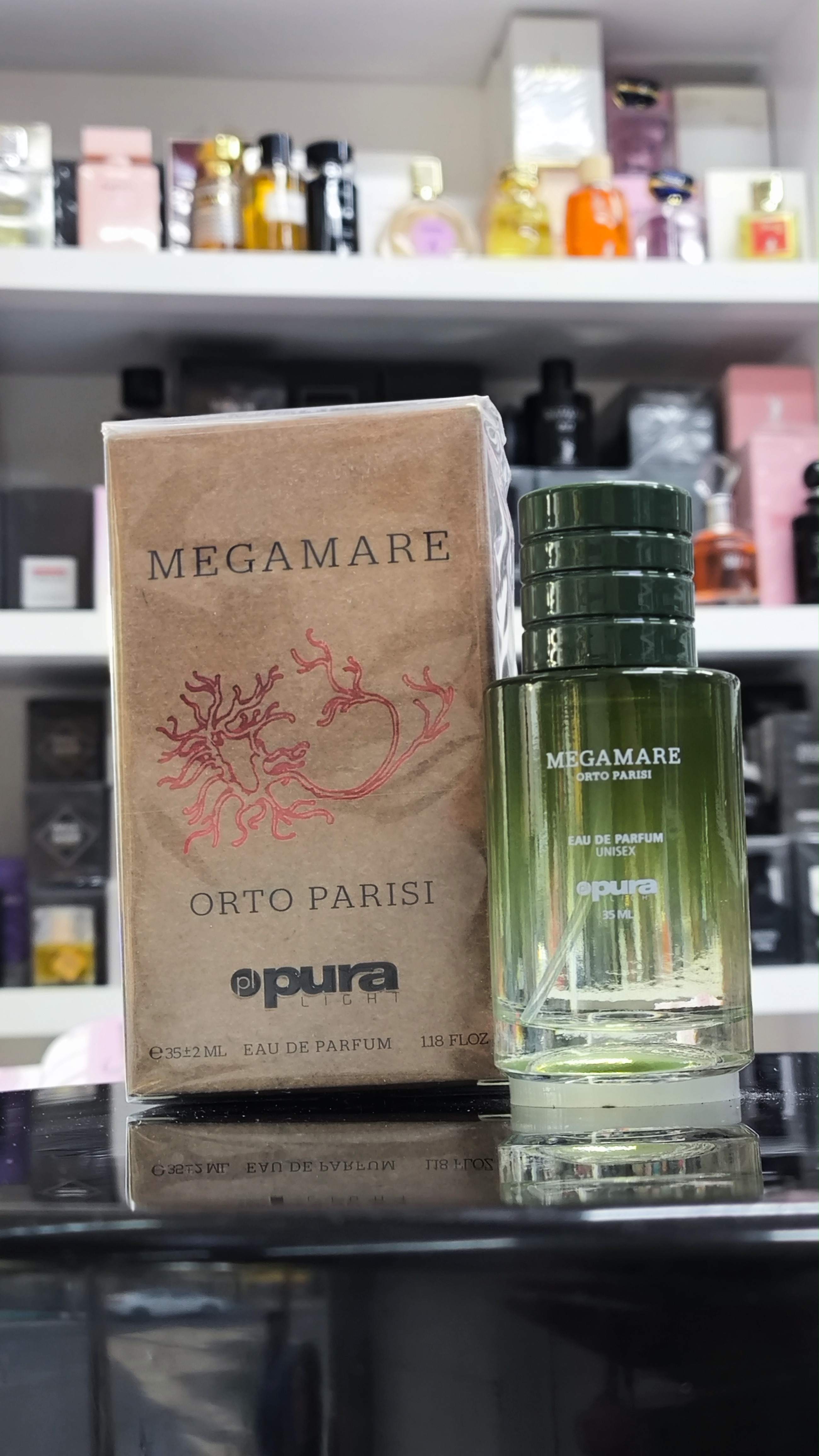 عطر زنانه و مردانه پورا PURA رایحه مگاماره MEGAMARE حجم 35 میلی لیتر