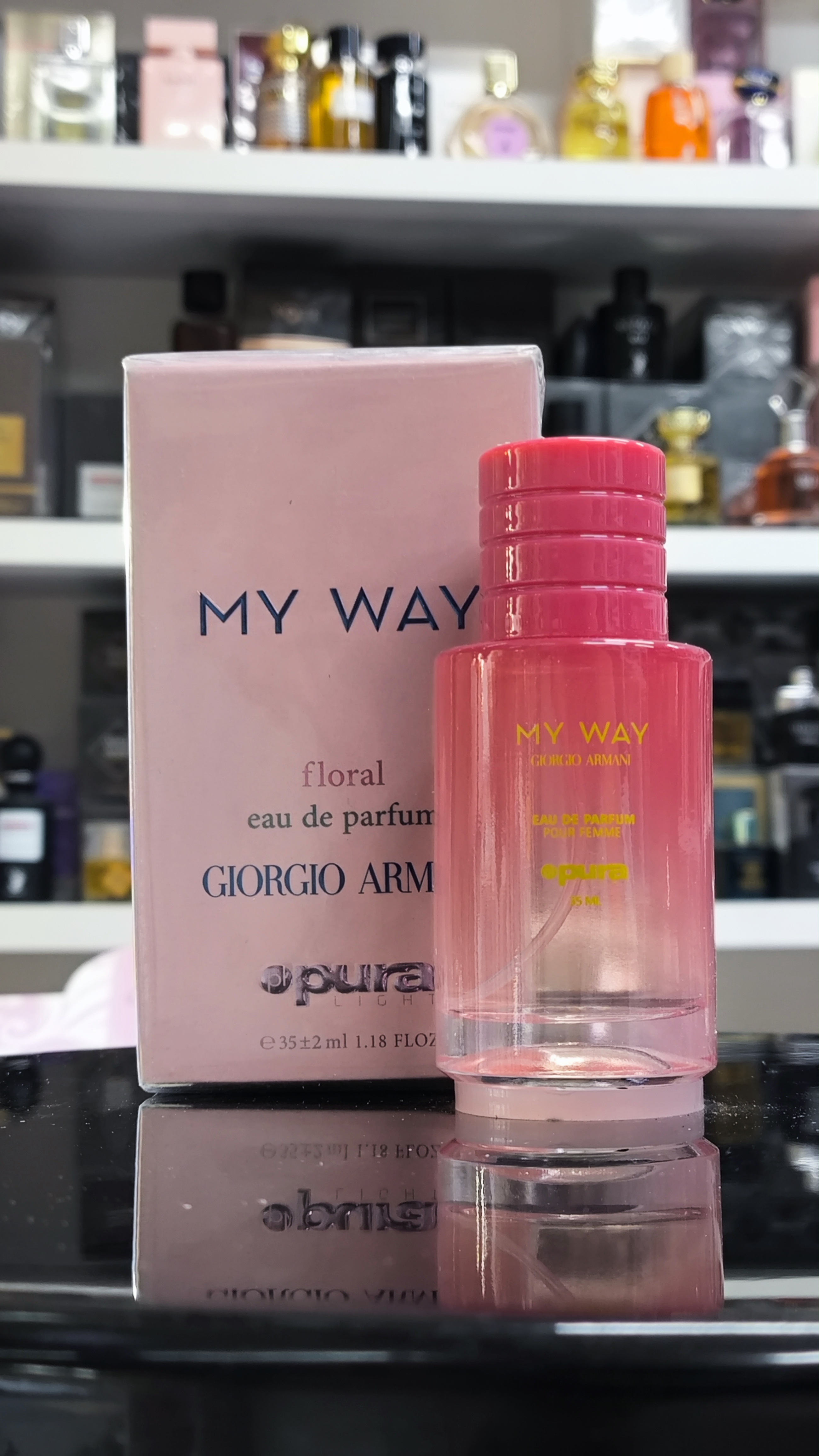 عطر زنانه پورا PURA رایحه مای وی MY WAY حجم 35 میلی لیتر