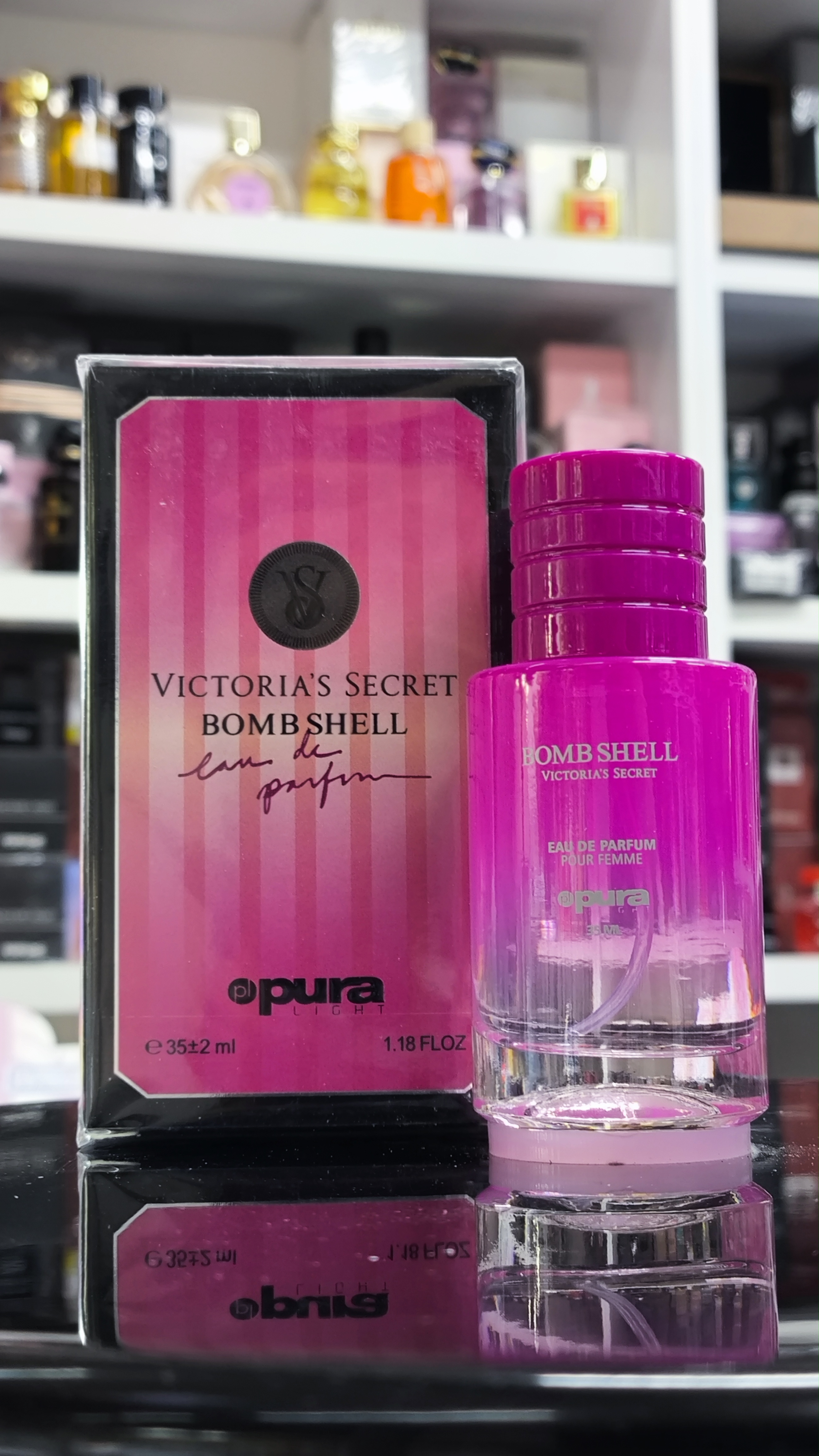 عطر زنانه پورا PURA رایحه ویکتوریا سکرت بامبشل VICTORIA SECRET BAMBSHELحجم 35 میلی لیتر