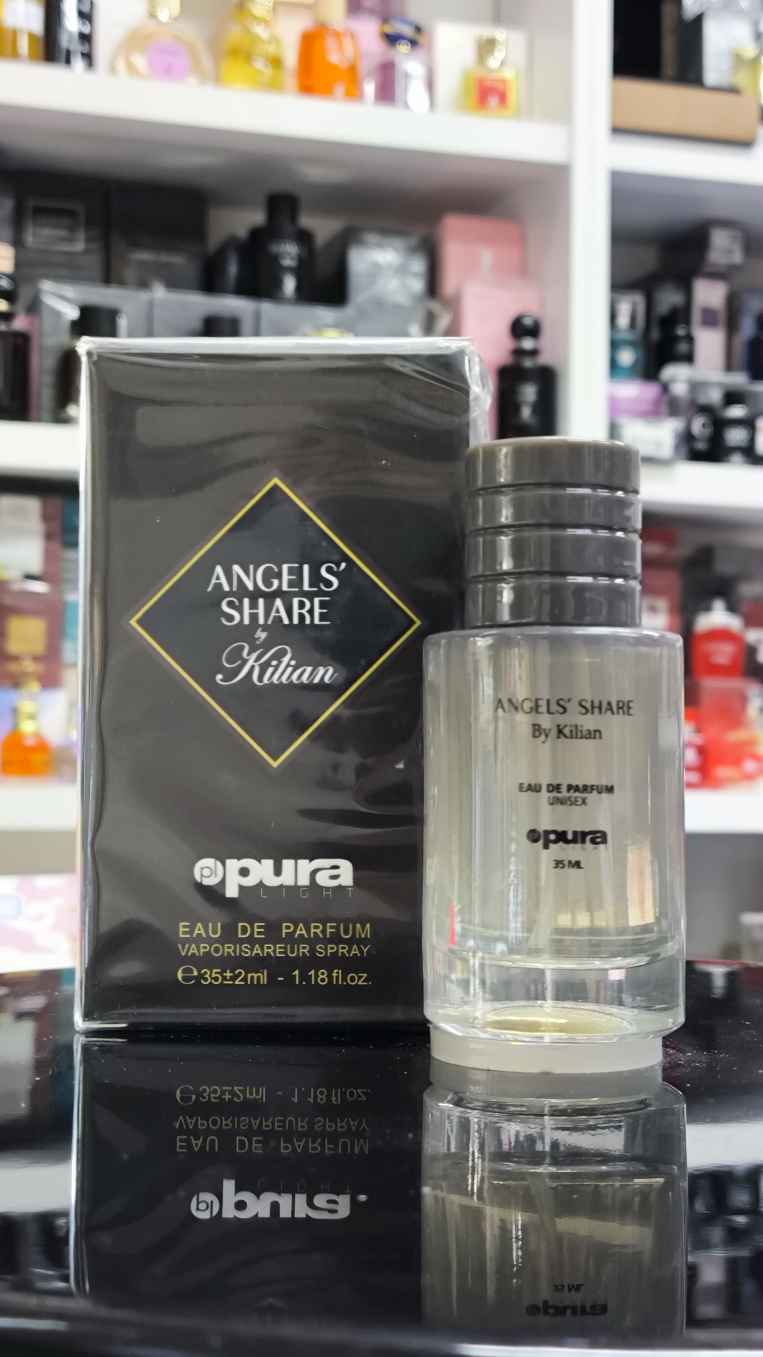 عطر زنانه و مردانه پورا PURA رایحه آنجلز شیر ANGELS SHARE KILIAN حجم 35 میلی لیتر