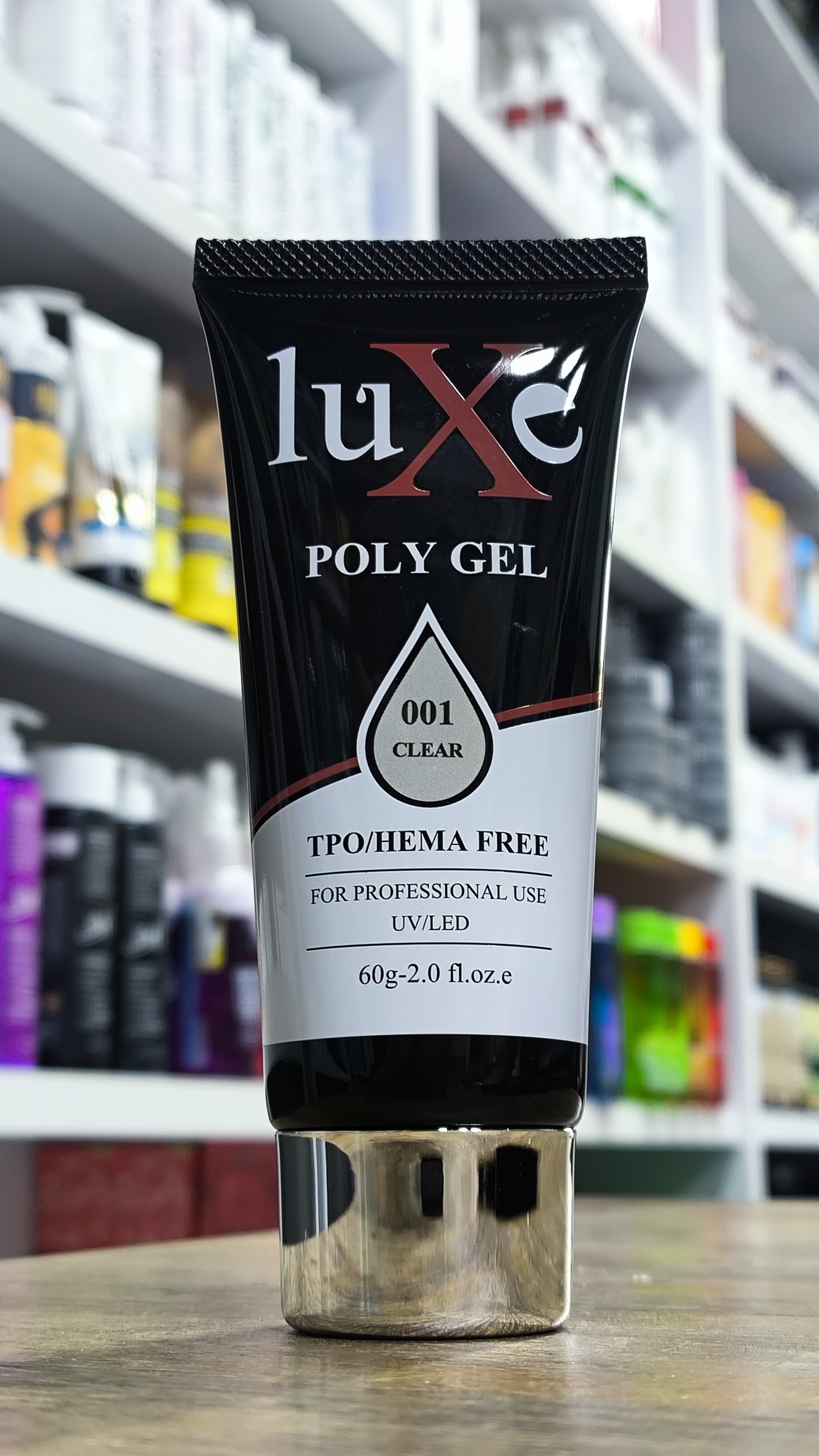 پلی ژل کاشت ناخن لوکس (Luxe) - شماره 001 کلیر (Clear / بی‌رنگ) - 60 گرمی