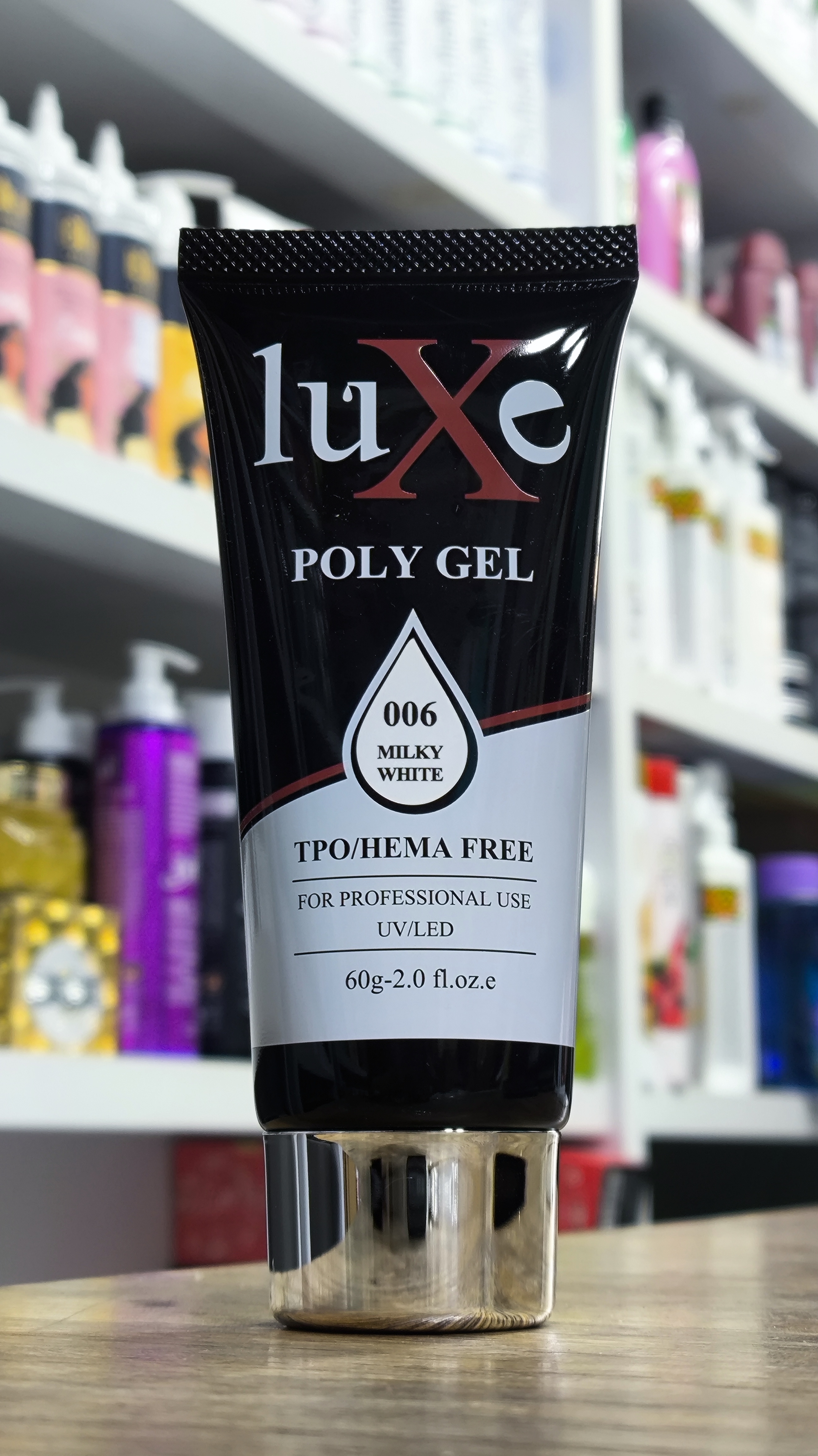 پلی ژل کاشت ناخن لوکس (Luxe) - شماره 006 میلکی وایت (Milky White / سفید شیری) - 60 گرمی